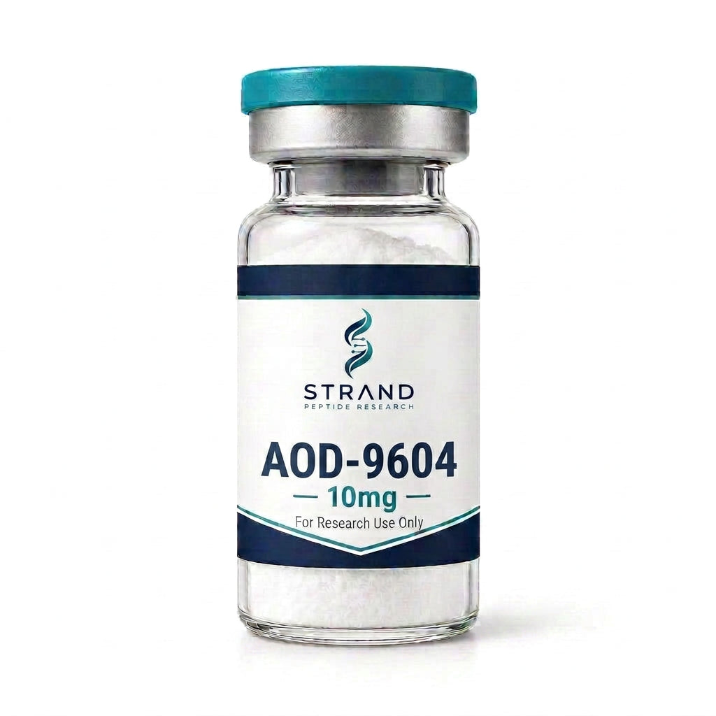 AOD-9604 research peptide vial from Strand Peptide Research Australia
