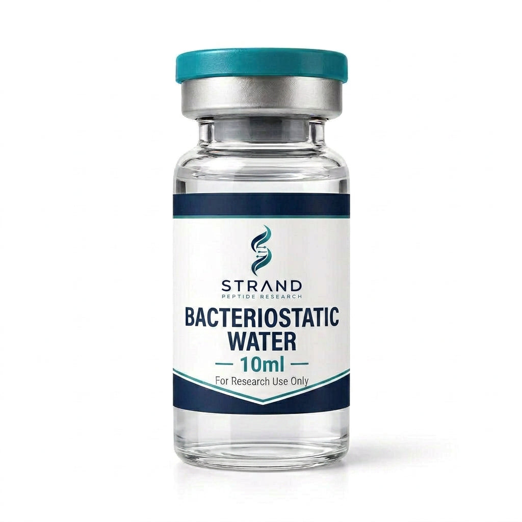 Bacteriostatic Water research peptide vial from Strand Peptide Research Australia