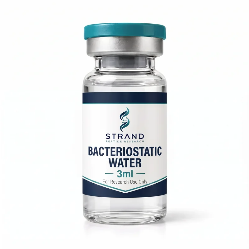 Bacteriostatic Water research peptide vial from Strand Peptide Research Australia