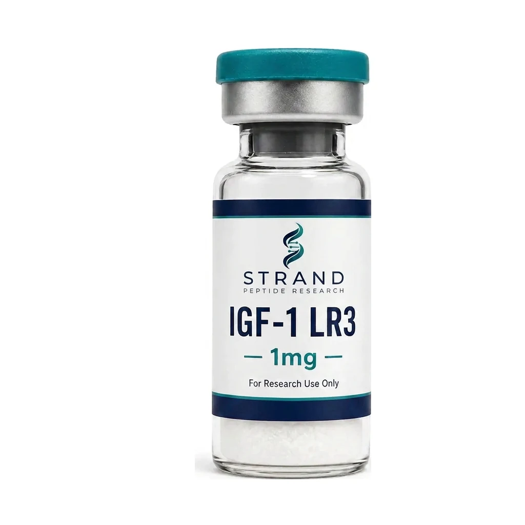 IGF-1 LR3 1mg research vial — IGF-1 LR3 10mg vial by Strand Peptide Research