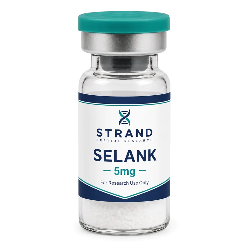 Selank research peptide vial from Strand Peptide Research Australia